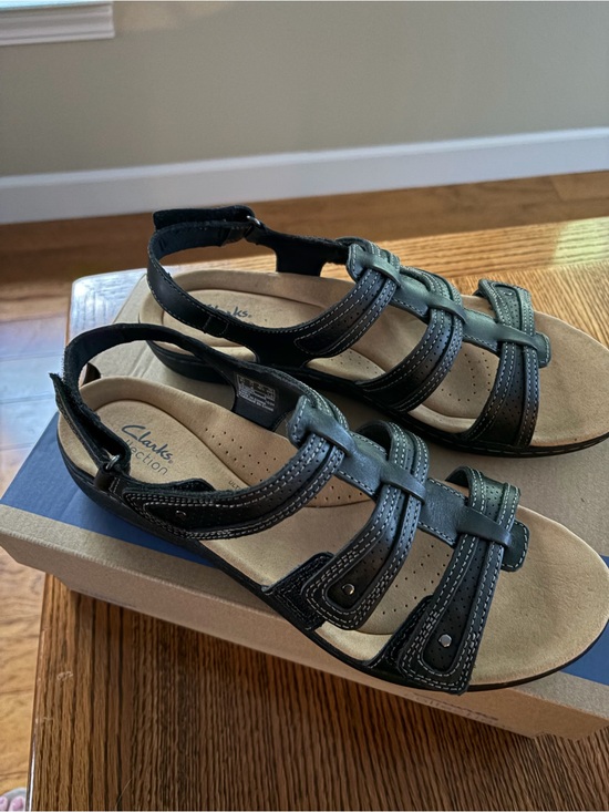 Clarks Shoes - Clarks Women's Black Leather Strappy Comfort Sandals
